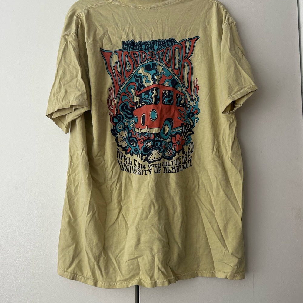2014 Woodstock Graphic Yellow Gamma Phi Beta T-Shirt